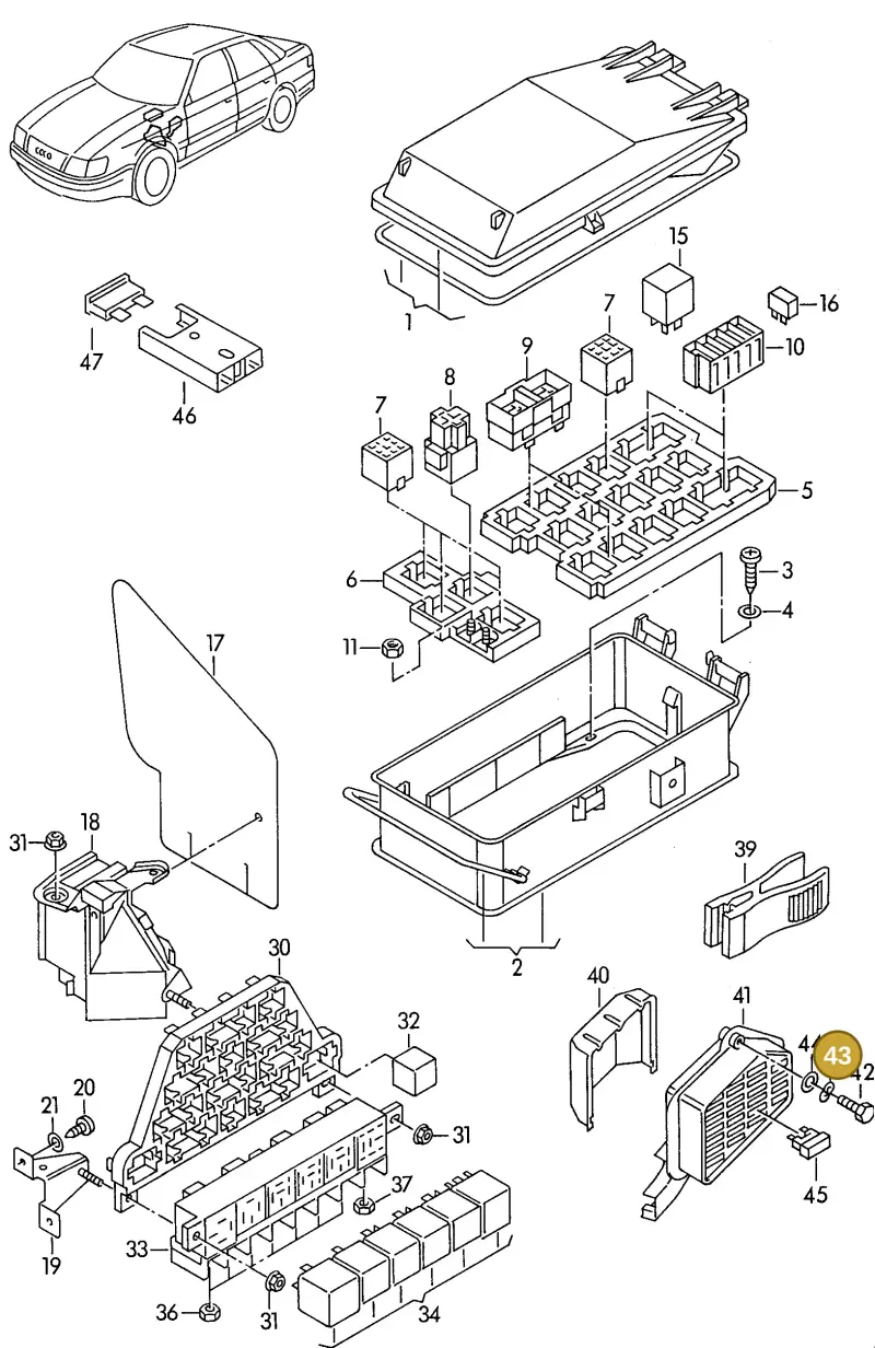 N0122253 — Audi S6 plus qu.       97 (1996-1997) diagram 118937200, position 43