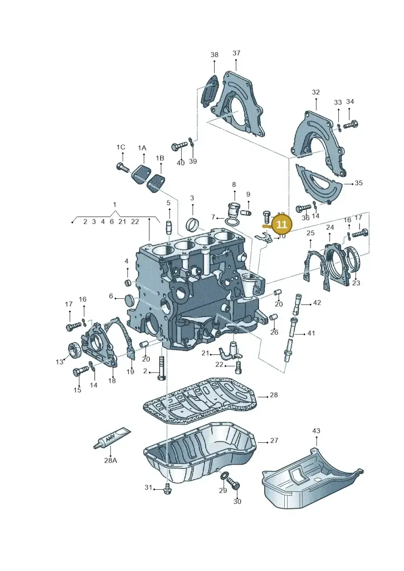 N01224110 — Volkswagen LUPO/3L TDI (2003-2005) diagram 117103200, position 11