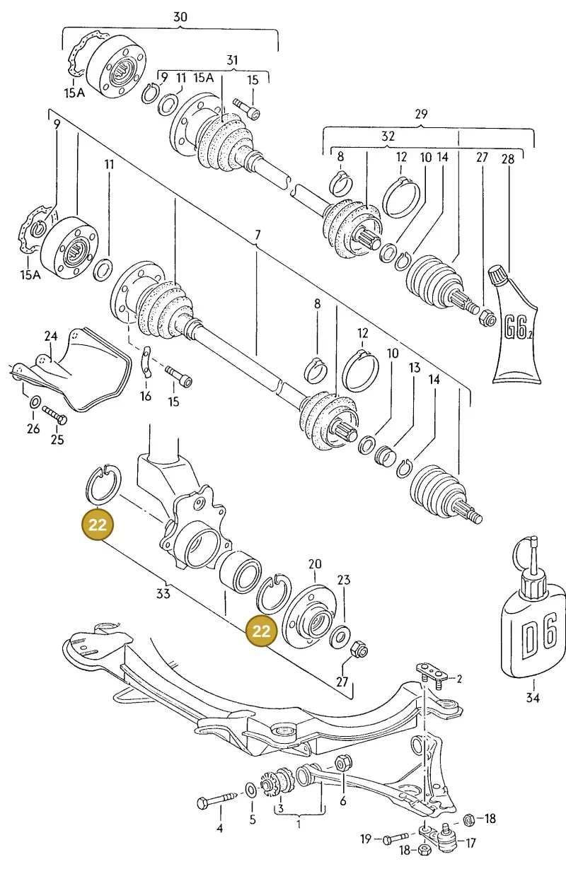 N0122922 — Audi 80/90 (1987-1989) diagram 003050000, position 22