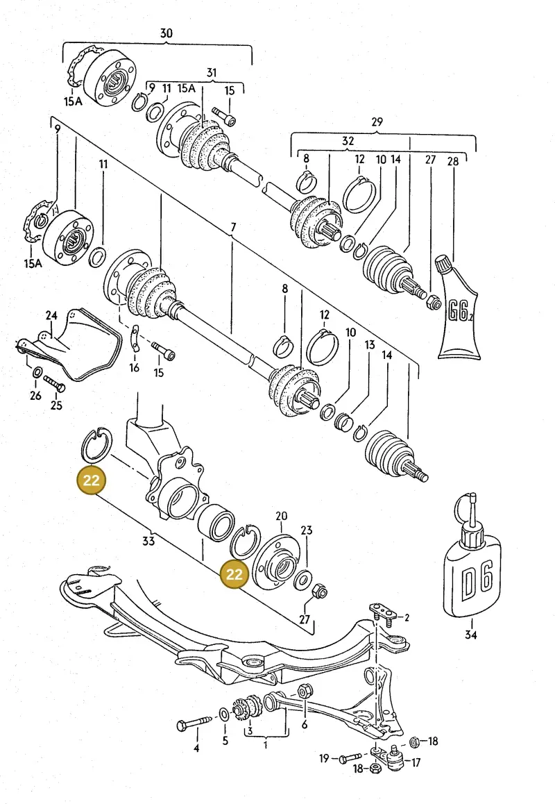 N0122922 — Audi 80/90 (1987-1989) diagram 071050050, position 22