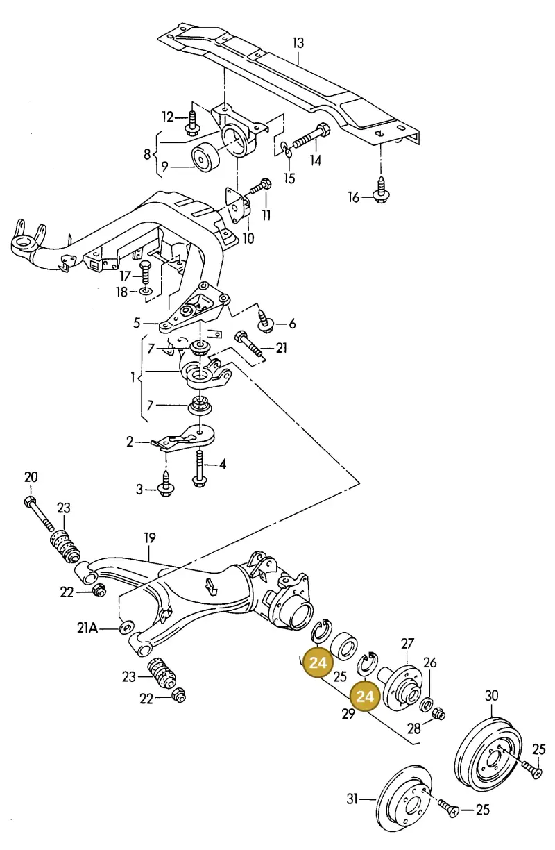 N0122922 — Volkswagen Golf/Var. syncro (1993-1997) diagram 143505100, position 24