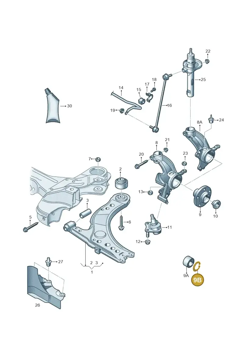 N0122951 — Volkswagen Polo (2009-2014) diagram 677407000, position 9B