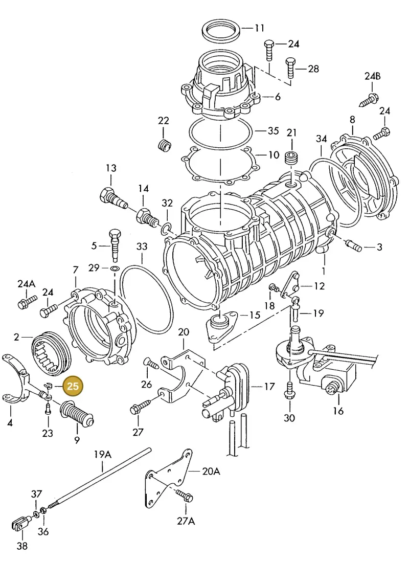 N0123243 — Volkswagen TRANSPORTER SYNCRO (1996-2003) diagram 131525110, position 25
