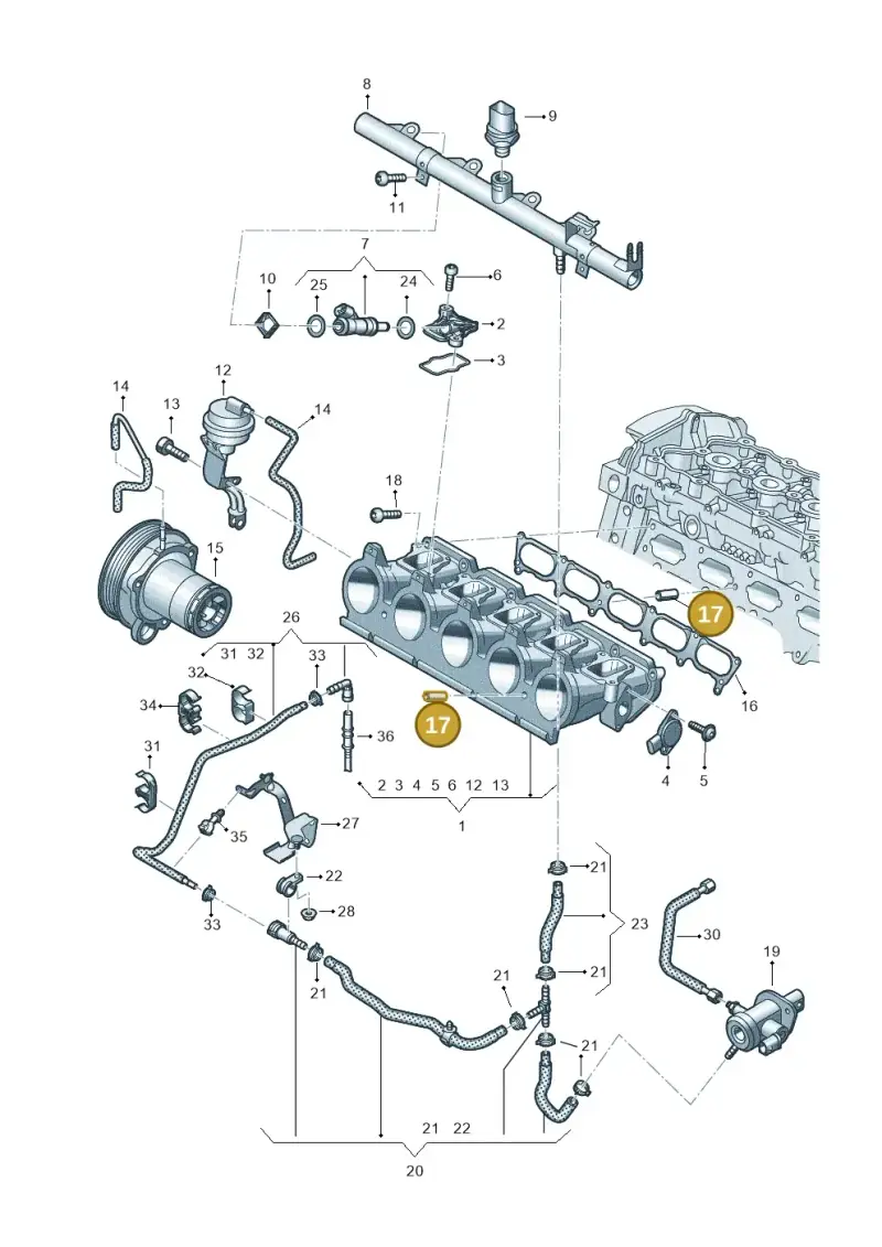 N0131991 — Audi A3 Sportback (2019-2025) diagram 898133340, position 17
