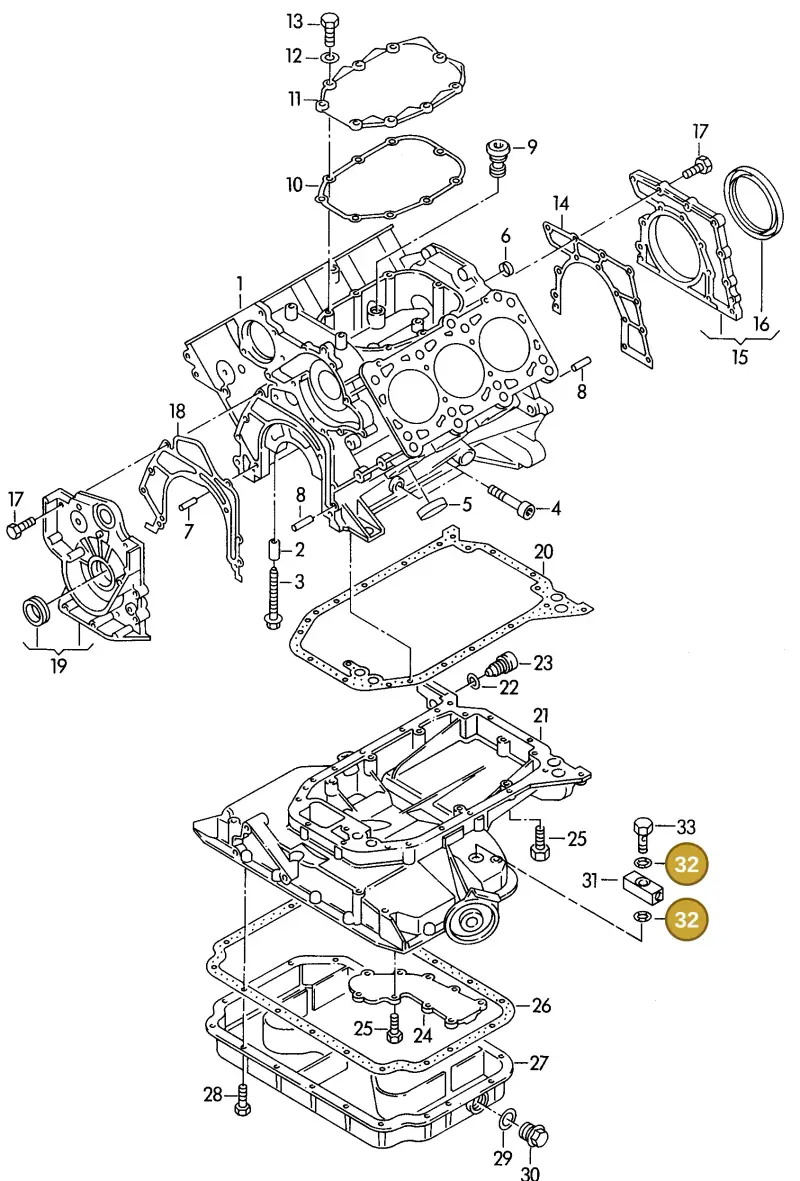 N0138085 — Audi A6/S6/Wg.qu.F>4A (1996-1997) diagram 118103300, position 32