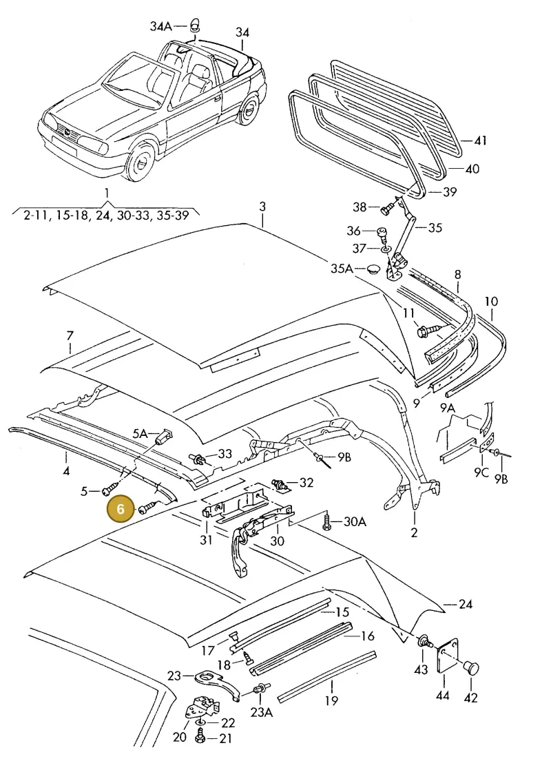 N01395819 — Volkswagen GOLF CABRIO (2002-2002) diagram 146871000, position 6