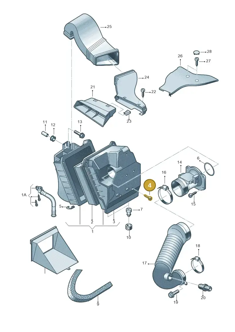 N01395819 — Volkswagen PASSAT/4MOTION/W8 (2002-2005) diagram 264129200, position 4