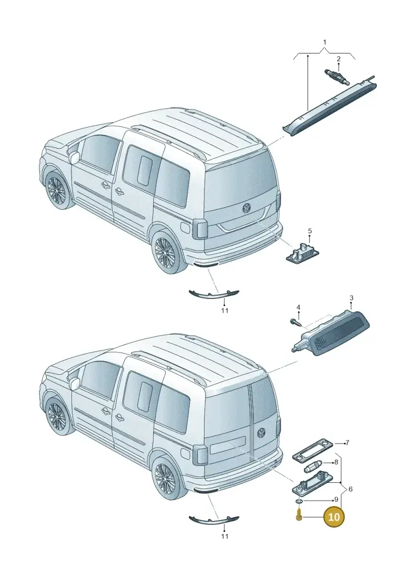N01396111 — Volkswagen Caddy kombi (2015-2020) diagram 866945100, position 10