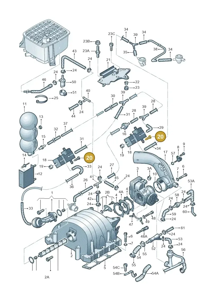 N0139655 — Volkswagen PASSAT/4MOTION/W8 (2002-2005) diagram 156133820, position 20