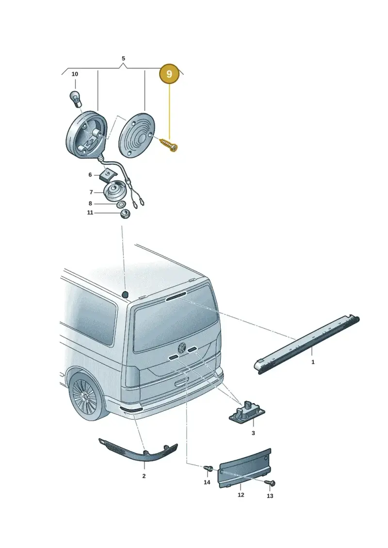 N01396626 — Volkswagen Caravelle (2019-2024) diagram 7ep945020, position 9