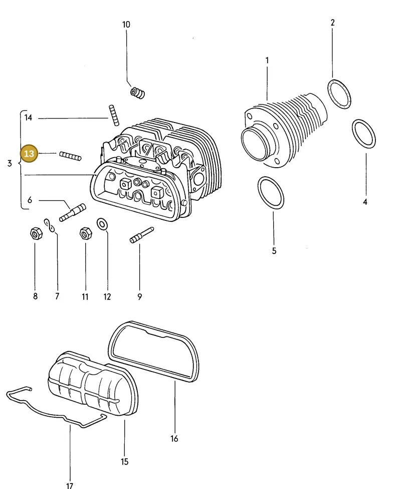 N01444312 — Volkswagen VW 1200 MEX. (1978-1985) diagram 011003000, position 13