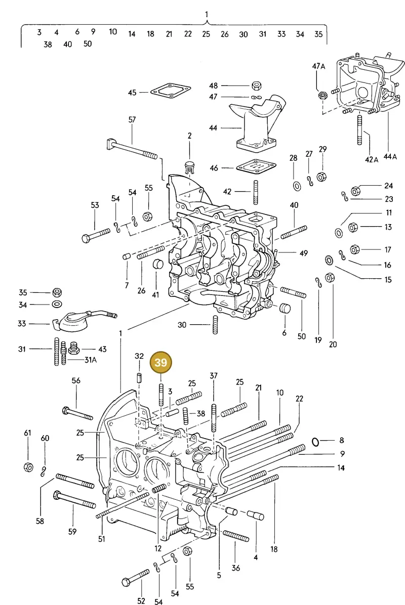 N01444312 — Volkswagen VW 1302/1303 (1970-1980) diagram 031002000, position 39