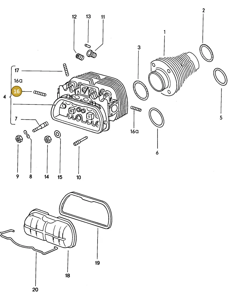 N01444312 — Volkswagen VW 1302/1303 (1970-1980) diagram 031003000, position 16