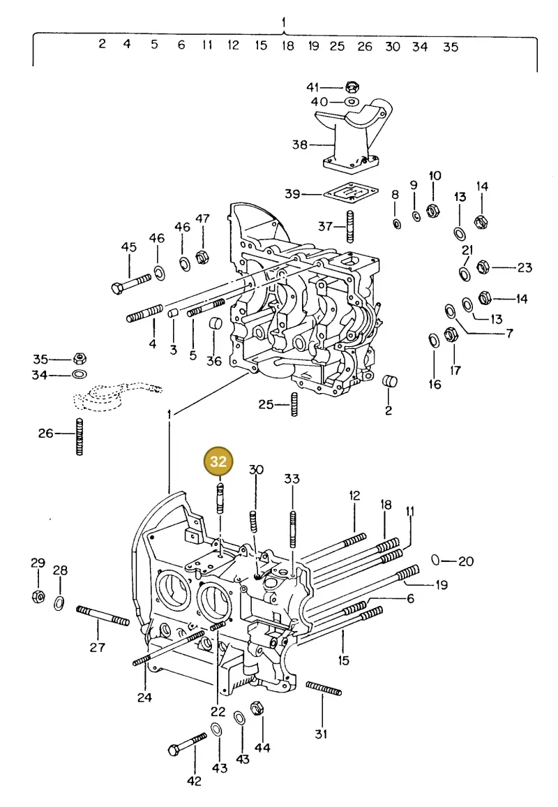 N01444312 — Volkswagen TIPO 2 (MEX) (1971-2001) diagram 115003000, position 32