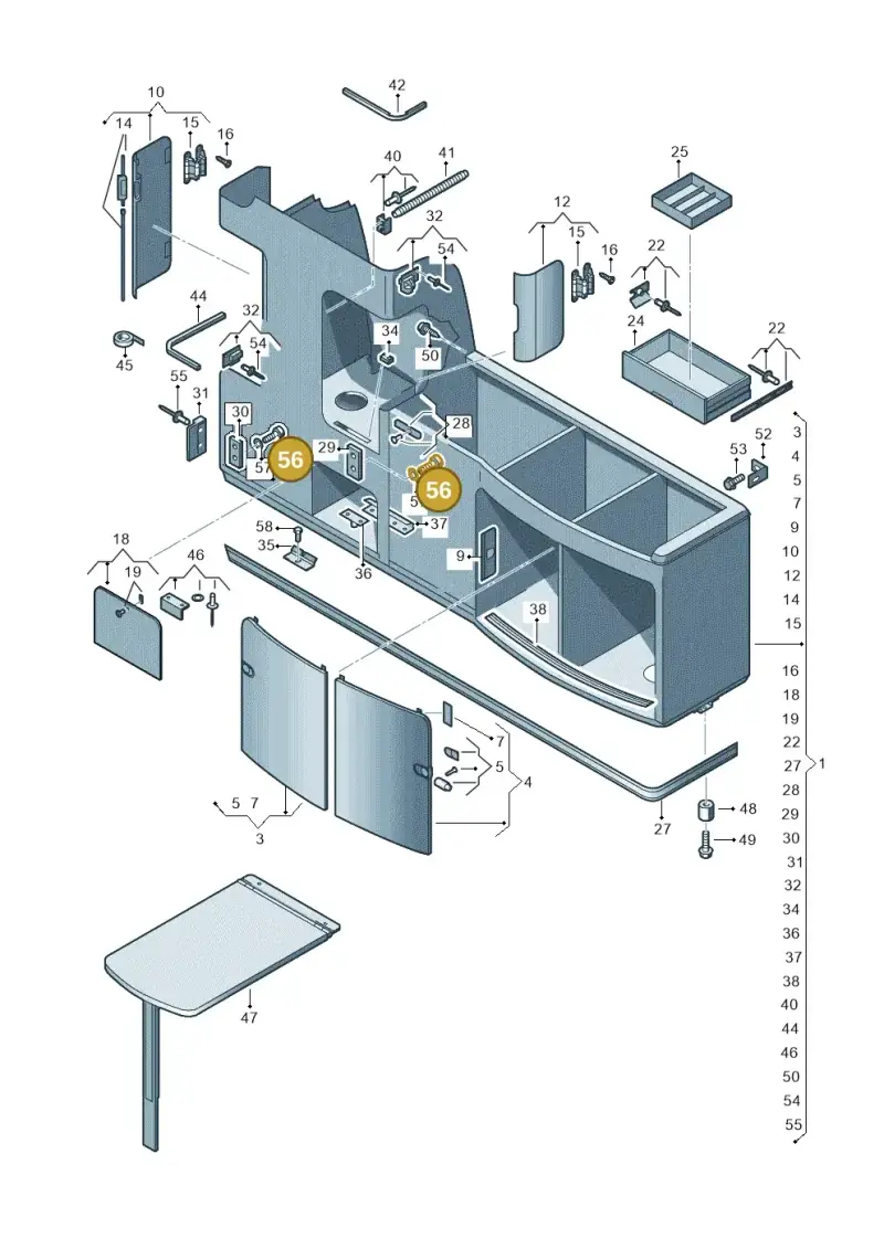 N01470213 — Volkswagen California Camper (2015-2019) diagram 613068000, position 56
