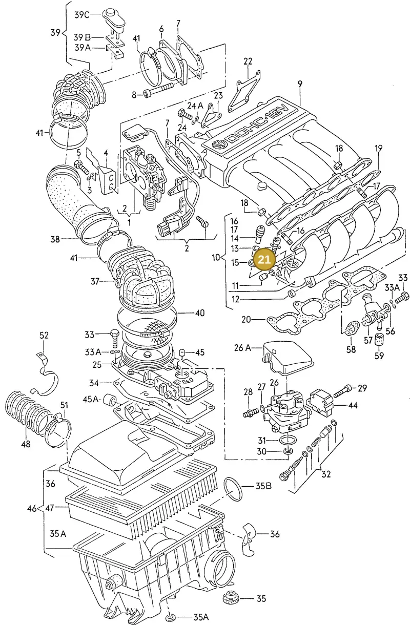 N01472615 — Volkswagen Passat (1991-1993) diagram 076039000, position 21