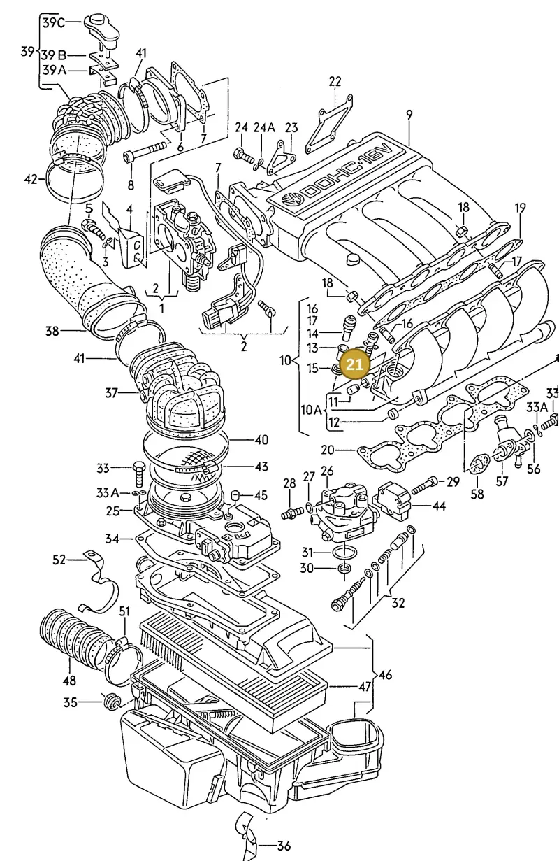 N01472615 — Volkswagen Jetta (1989-1991) diagram 110053500, position 21