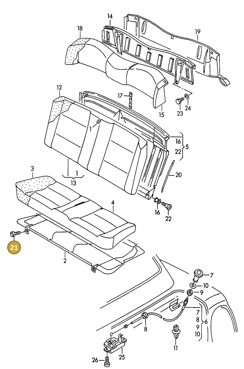 N0147618 — Volkswagen GOLF CABRIO (2002-2002) diagram 146885350, position 21