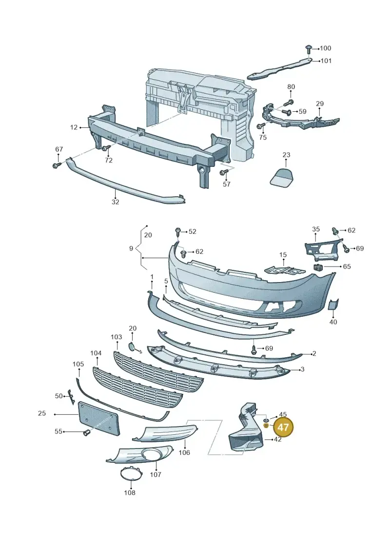N01508314 — Volkswagen Golf 2.0 (2008-2011) diagram 649807000, position 47