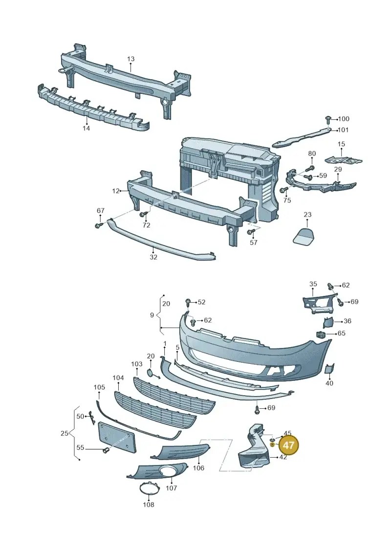 N01508314 — Volkswagen Golf (2011-2013) diagram 729807000, position 47