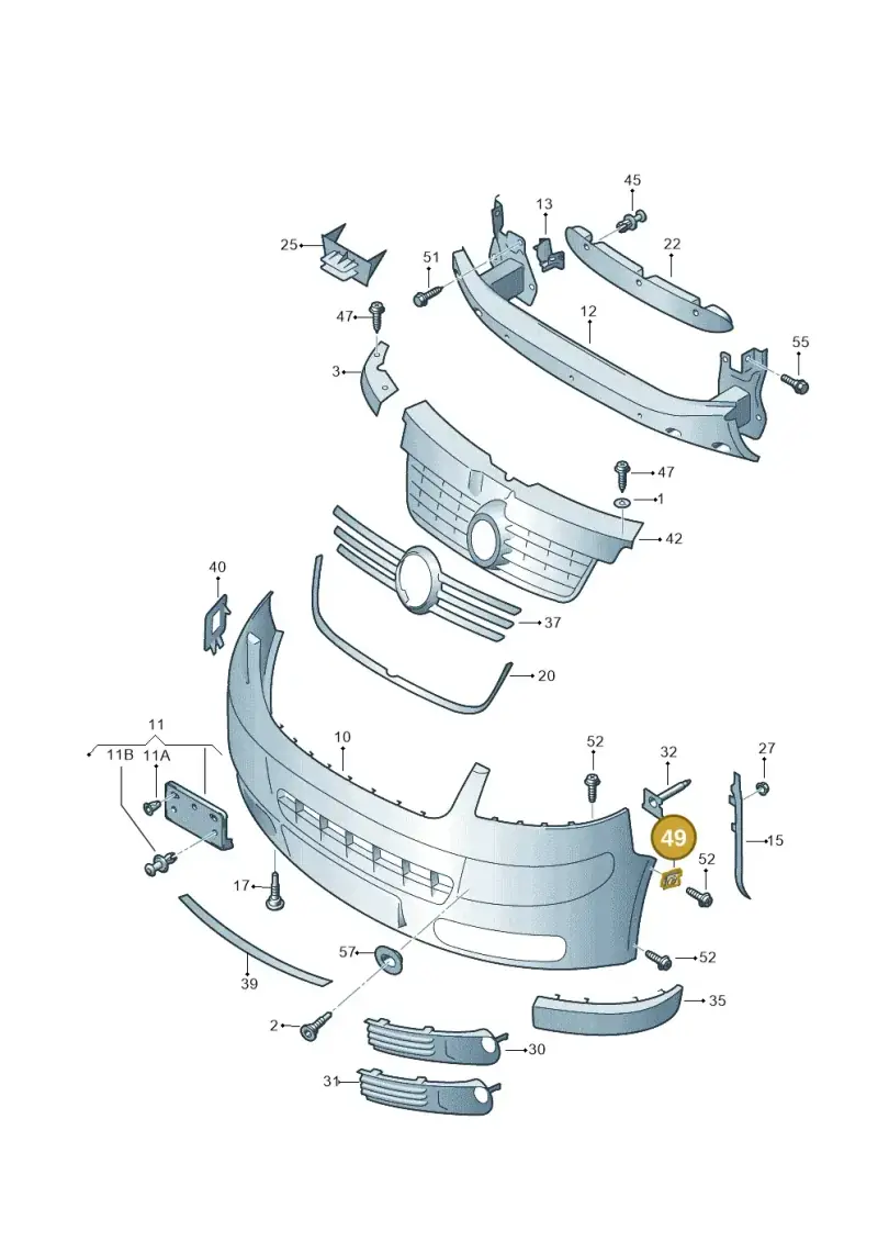 N0154457 — Volkswagen Transp. caravelle (2008-2009) diagram 410807000, position 49