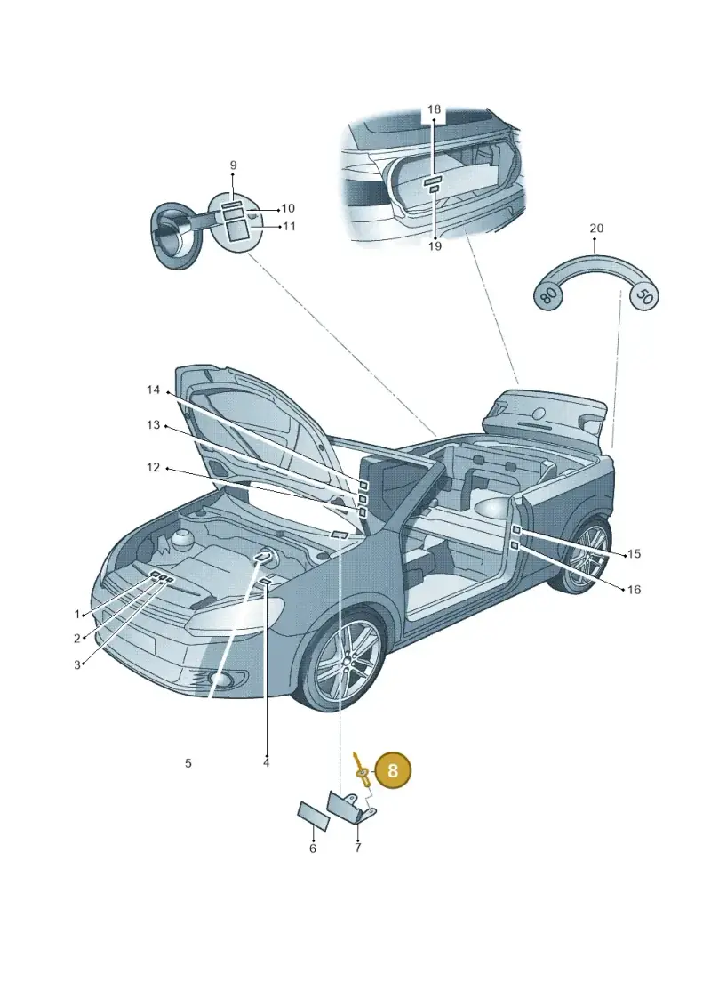 N0161979 — Volkswagen Golf Cabriolet (2011-2016) diagram 718010000, position 8