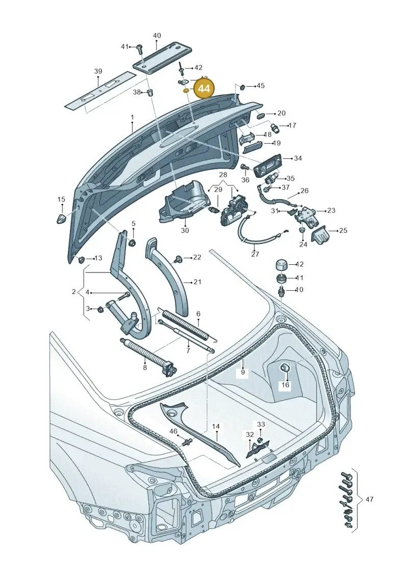 N0162023 — Audi A8 (2017-2025) diagram 838827000, position 44