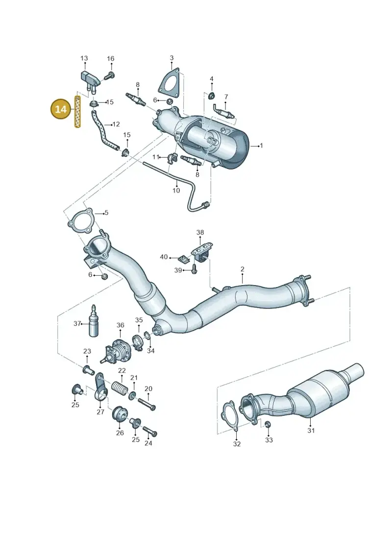 N0180466 — Audi A8L qu. 3.0 TDI (2009-2014) diagram 696253580, position 14