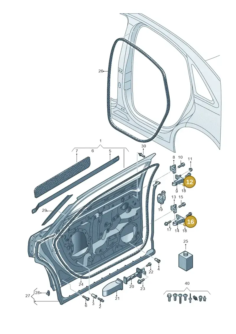 N01953010 — Audi A8 (2017-2025) diagram 838833100, position 12+16