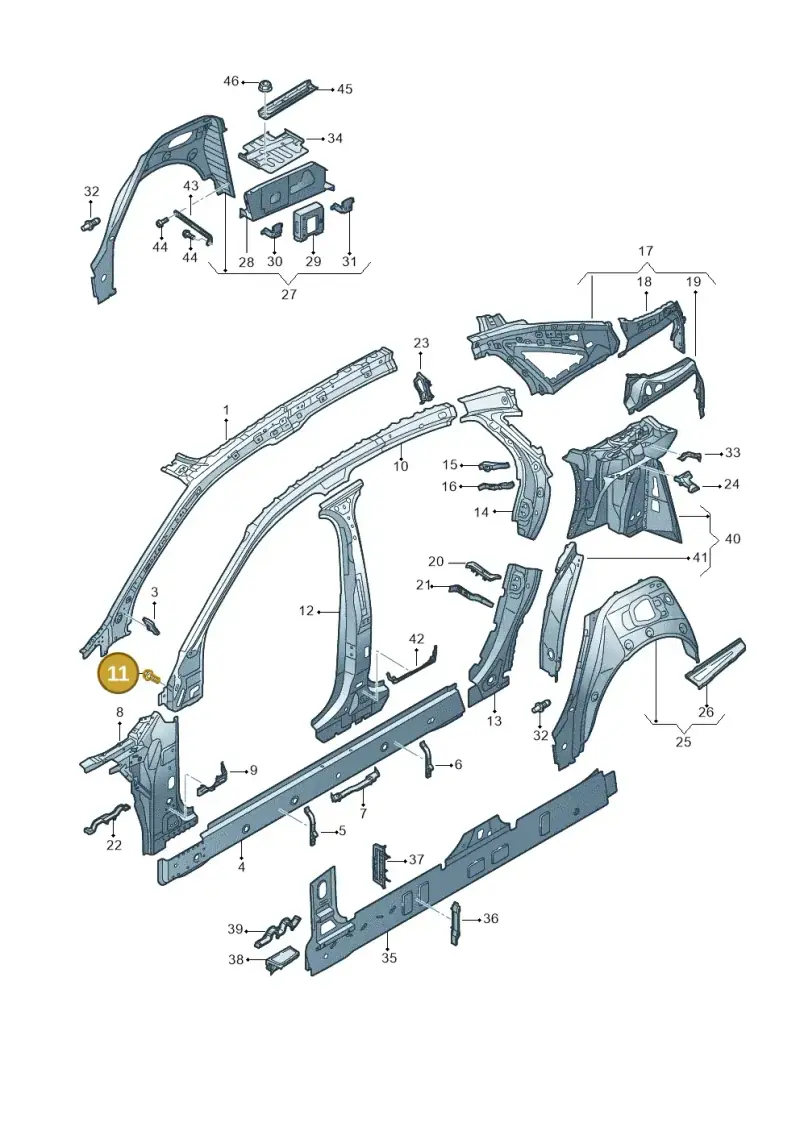 N01953010 — Audi A8 (2017-2025) diagram 838809000, position 11
