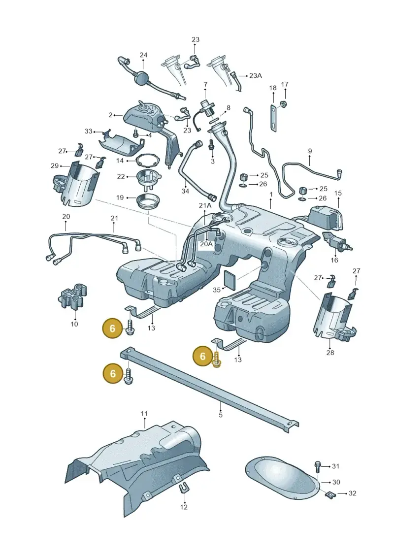 N0197006 — Volkswagen Phaeton 4motion (2008-2010) diagram 258201050, position 6