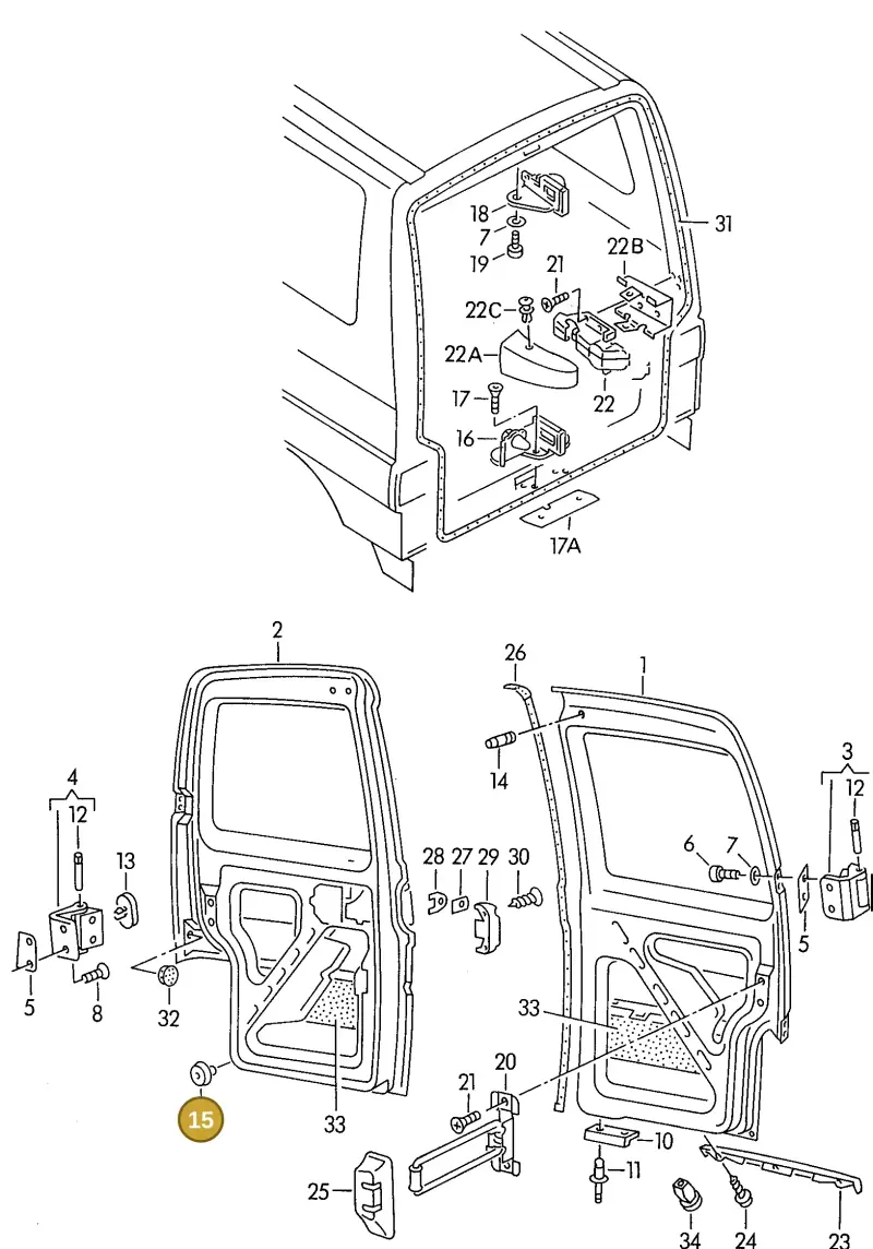 N0200223 — Volkswagen TRANSPORTER SYNCRO (1996-2003) diagram 117827500, position 15