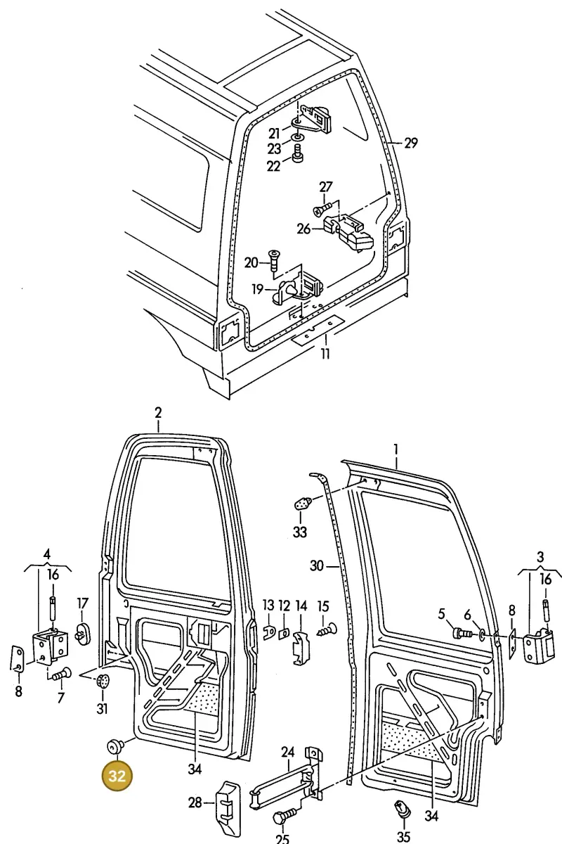 N0200223 — Volkswagen Transporter            96 (1996-1996) diagram 117827550, position 32