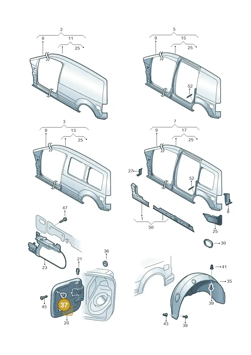 N0200231 — Volkswagen Caddy panel van (2008-2010) diagram 443809200, position 37