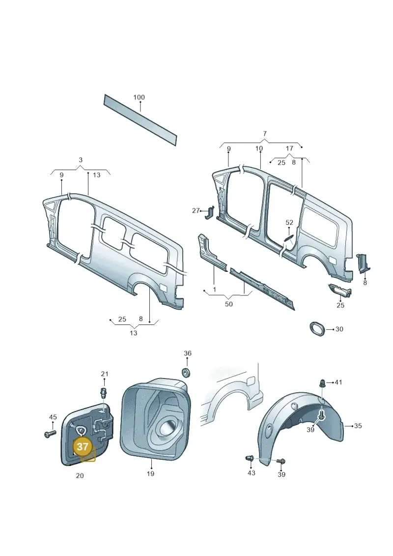 N0200231 — Volkswagen Caddy Maxi Kombi (2010-2015) diagram 652809350, position 37