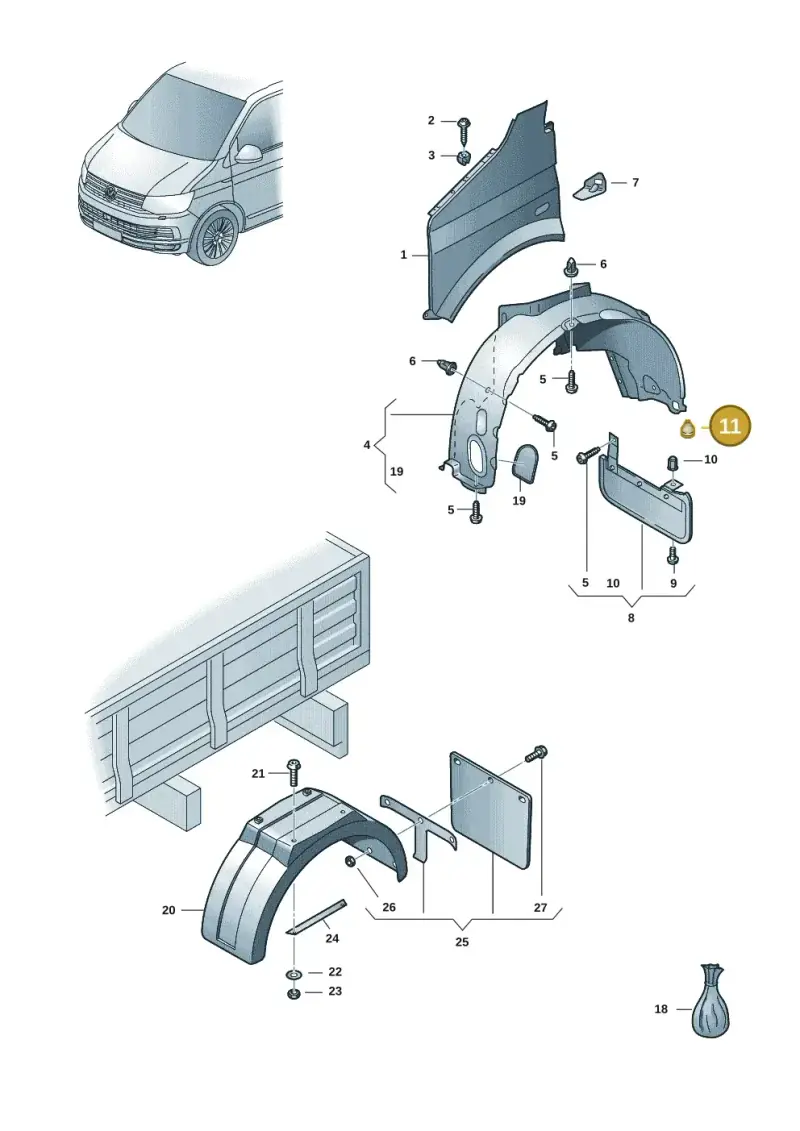 N0200241 — Volkswagen Single-cab transp. (2019-2024) diagram 7fp821100, position 11