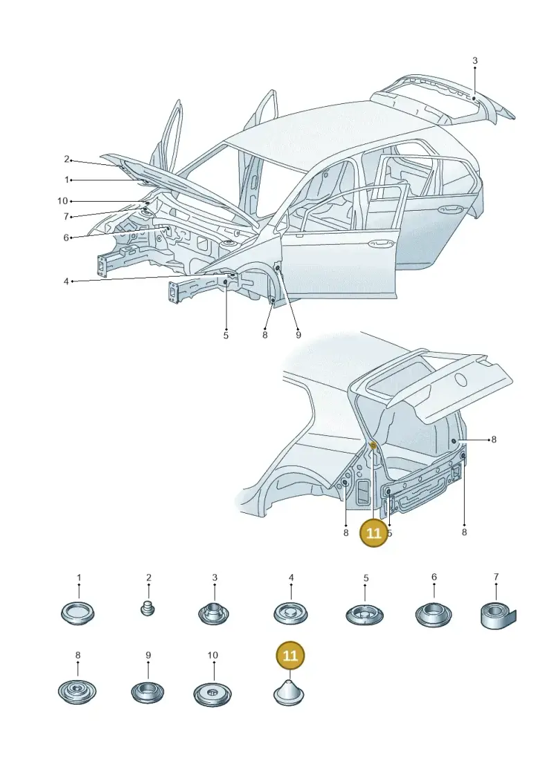 N0200251 — Volkswagen Golf 2.0 BlueMotion (2019-2024) diagram 5h0803035, position 11