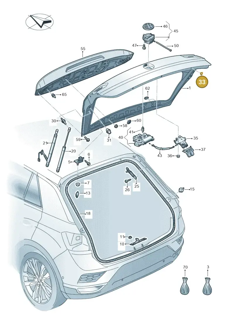 N0200321 — Volkswagen T-Roc BlueMotion (2017-2024) diagram 813827000, position 33