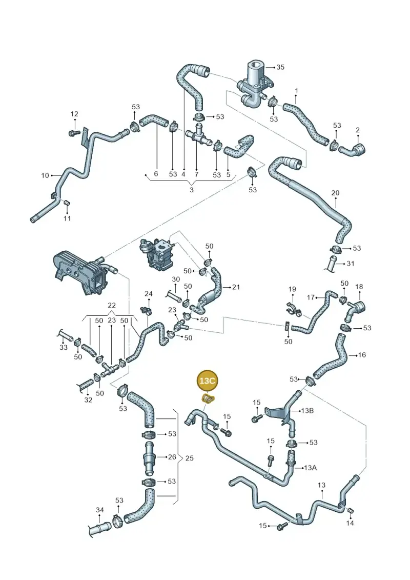 N0206254 — Volkswagen GOLF (2003-2005) diagram 420121410, position 13C