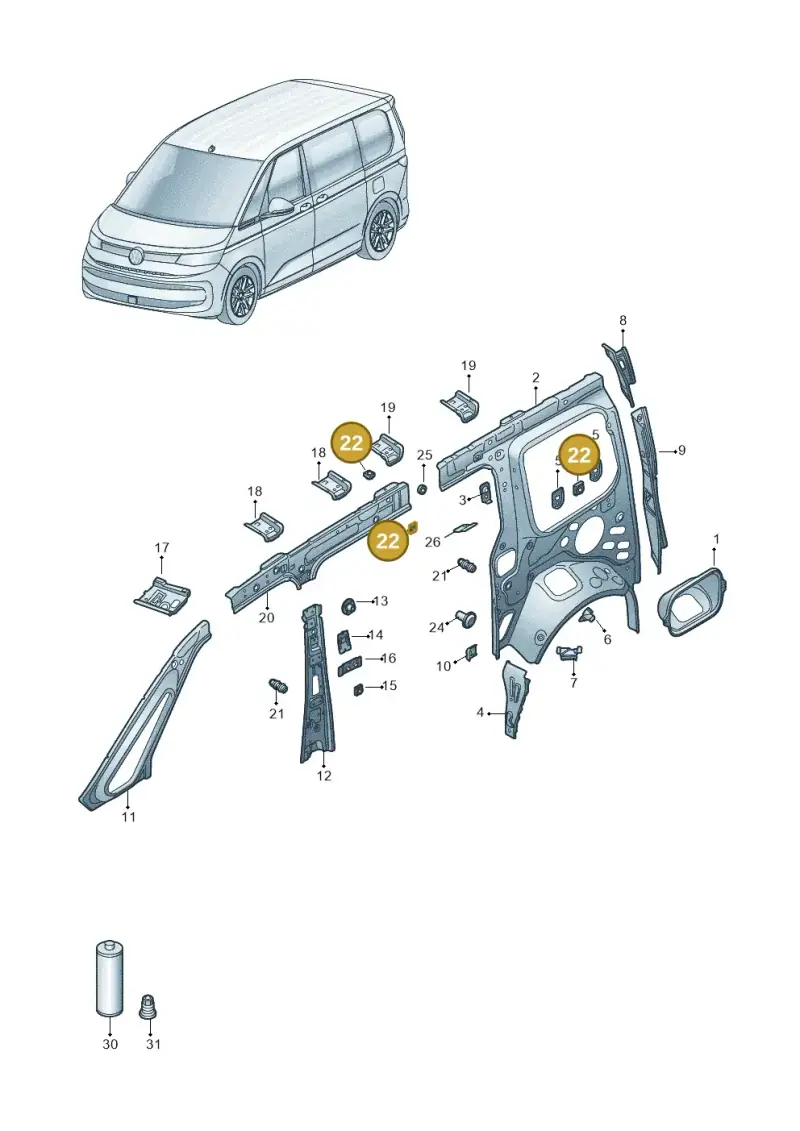 N0211565 — Volkswagen Multivan (2021-) diagram 7t0809000, position 22