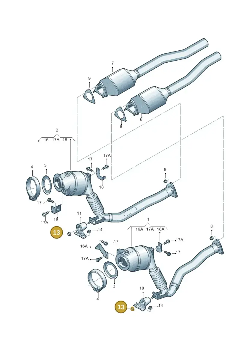 N02214616 — Volkswagen Phaeton (lang) (2003-2006) diagram 258253720, position 13
