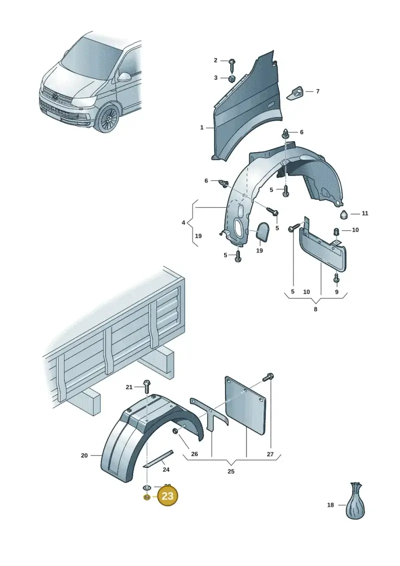N02214812 — Volkswagen Single-cab transp. (2019-2024) diagram 7fp821100, position 23