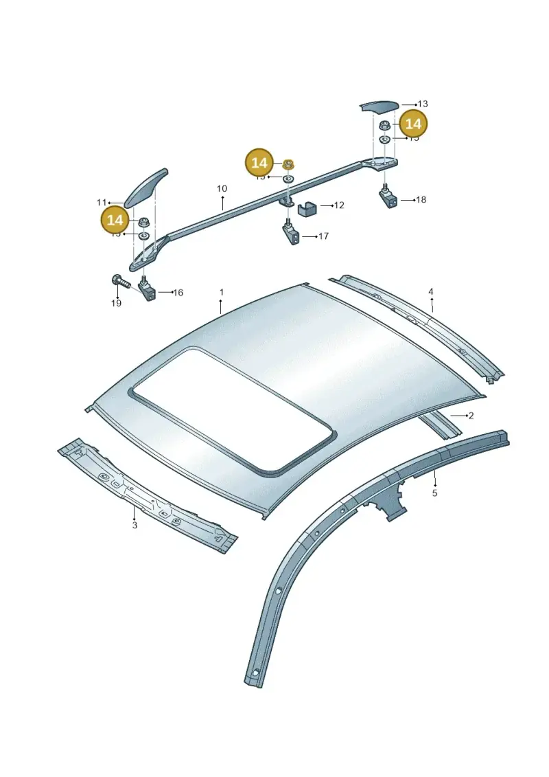 N0230038 — Volkswagen Passat/4Motion/W8 (2000-2002) diagram 195817100, position 14