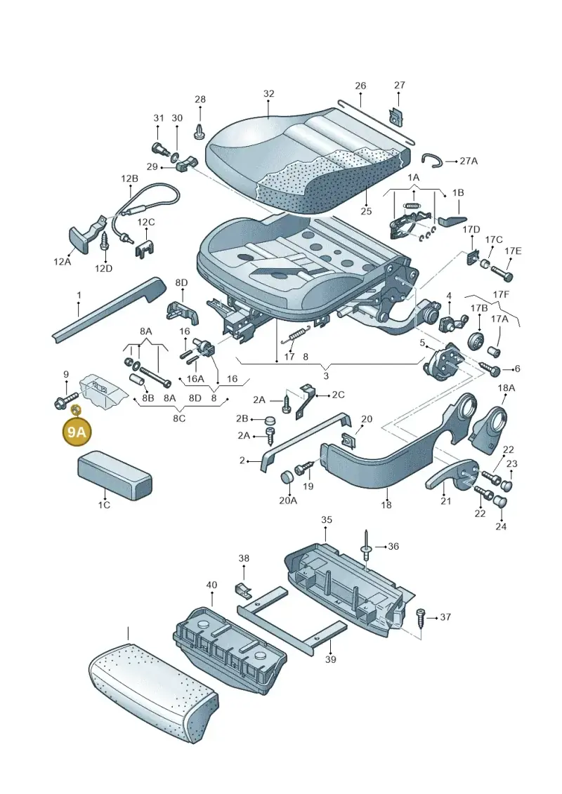 N0230038 — Volkswagen New Beetle Cabrio.     06> (2005-) diagram 203881000, position 9A
