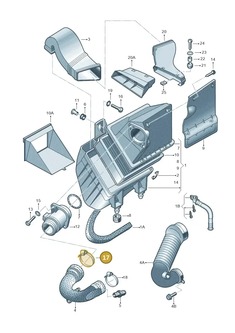 N0245033 — Volkswagen Passat/4Motion/W8 (2000-2002) diagram 156129380, position 17
