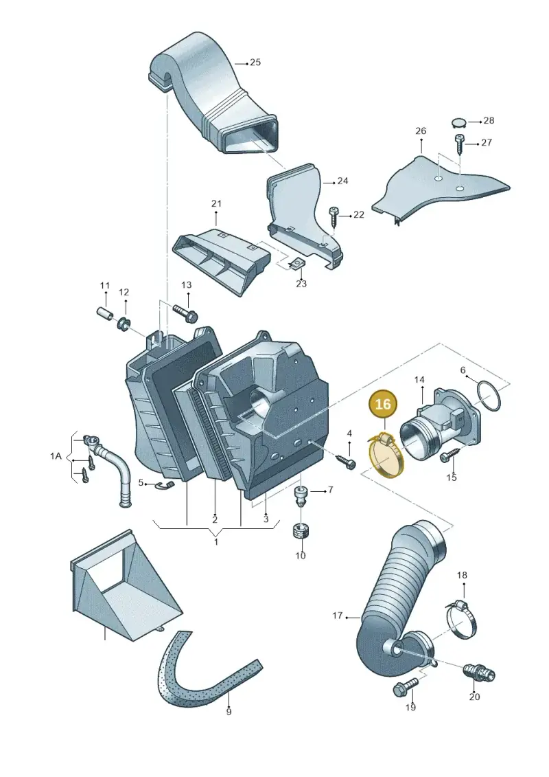 N0245033 — Volkswagen PASSAT/4MOTION/W8 (2002-2005) diagram 264129200, position 16