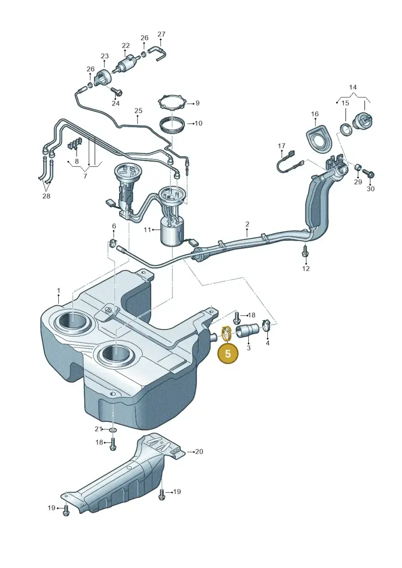 N0245046 — Volkswagen Caddy kombi (2015-2020) diagram 690201700, position 5