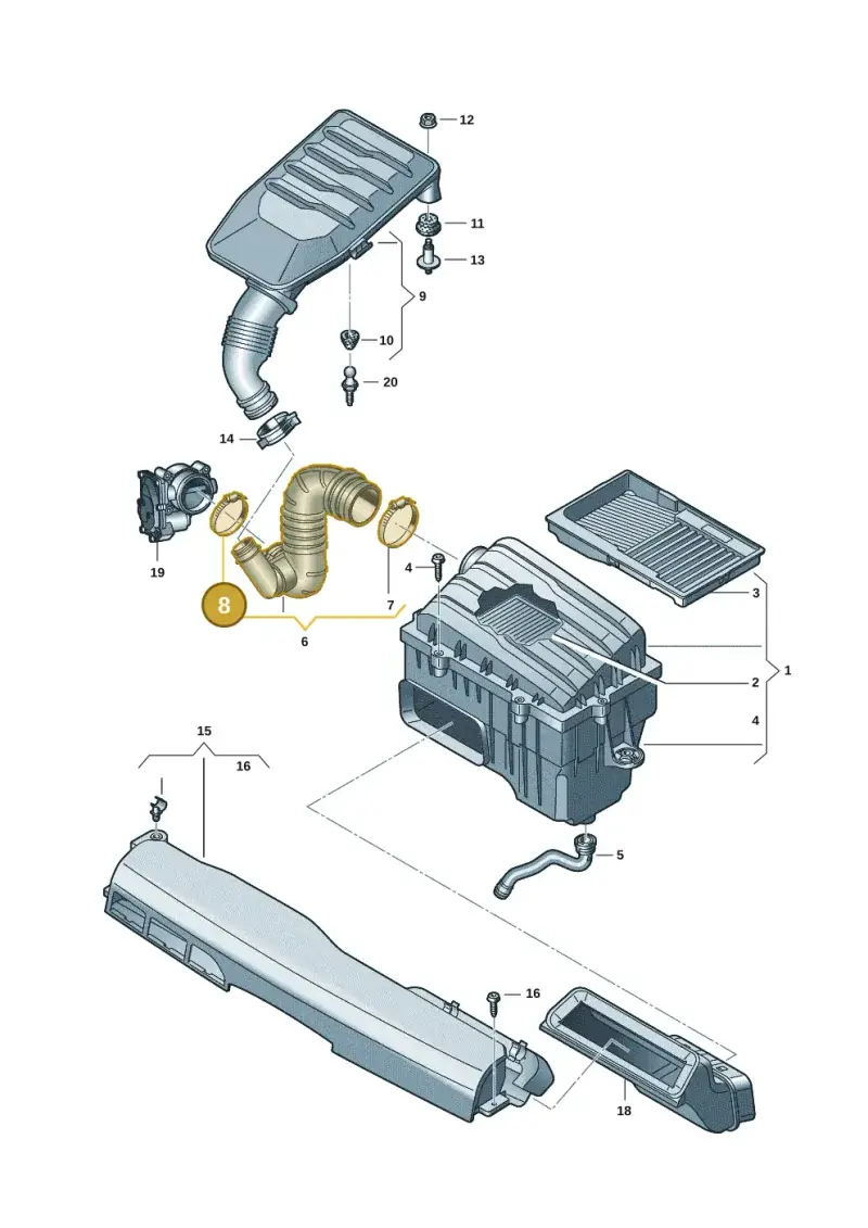 N0245047 — Volkswagen Polo 1.0 BlueMotion (2017-2024) diagram 837129005, position 8