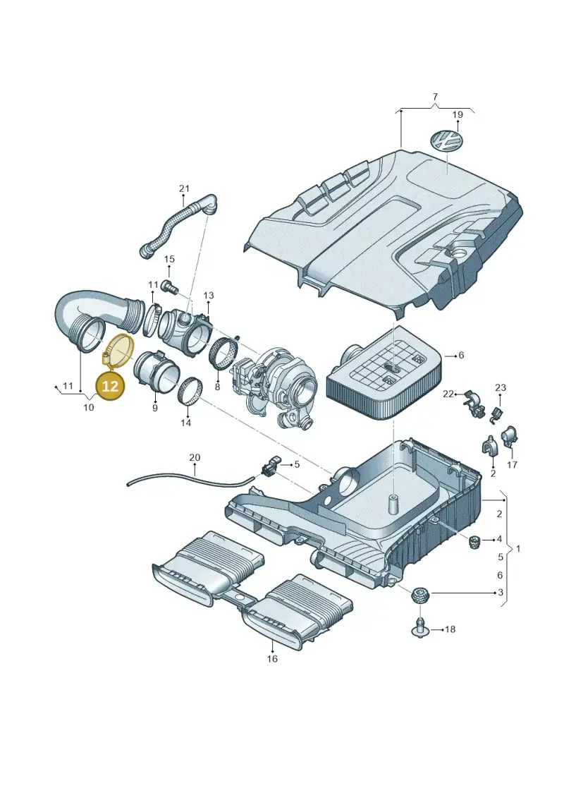 N0245184 — Volkswagen Touareg (2017-2023) diagram 439129000, position 12