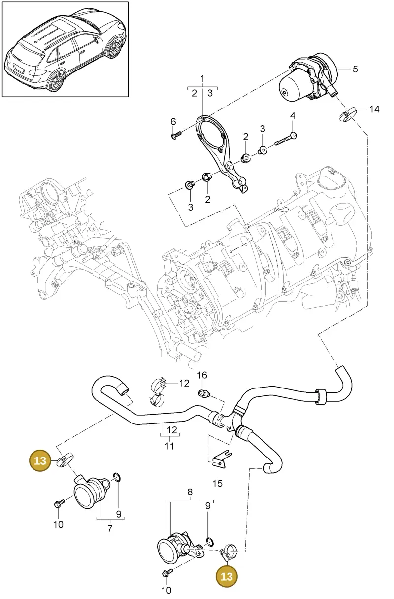 N0245203 — Porsche Cayenne (2010-2018) diagram p37108000, position 13